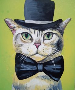 Cat With Tie and Hat paint by numbers