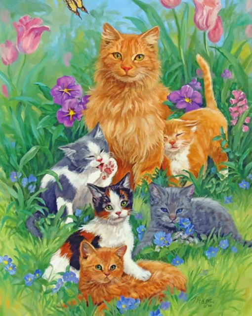 Cats In Garden paint by numbers