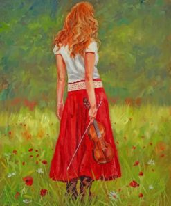 Girl Holding Violin paint by number