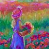 Girl In Flowers Field paint by numbers