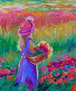 Girl In Flowers Field paint by numbers