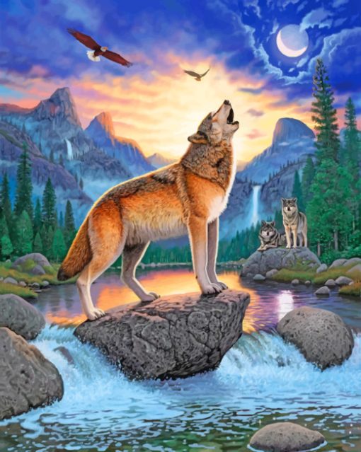 Howling Wolf paint by number