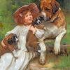 Little Girl With Pets paint by number