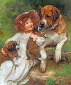 Little Girl With Pets paint by number