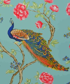 Peafowl and Flowers paint by number