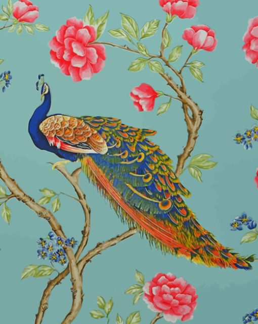 Peafowl and Flowers paint by number