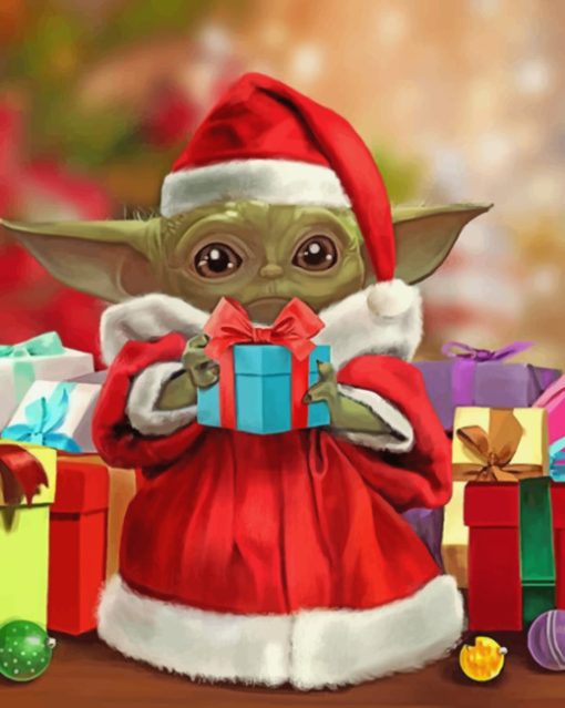 Santa Baby Yoda paint by numbers