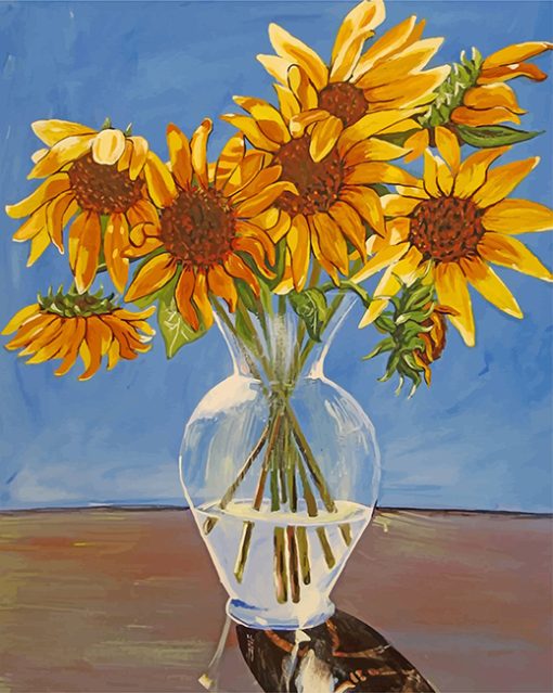 Sunflowers in vase paint by number