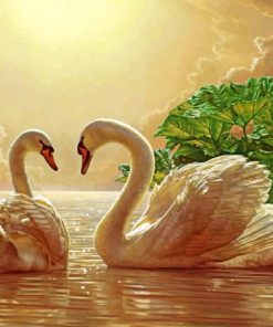 Swans On Lake paint by numbers