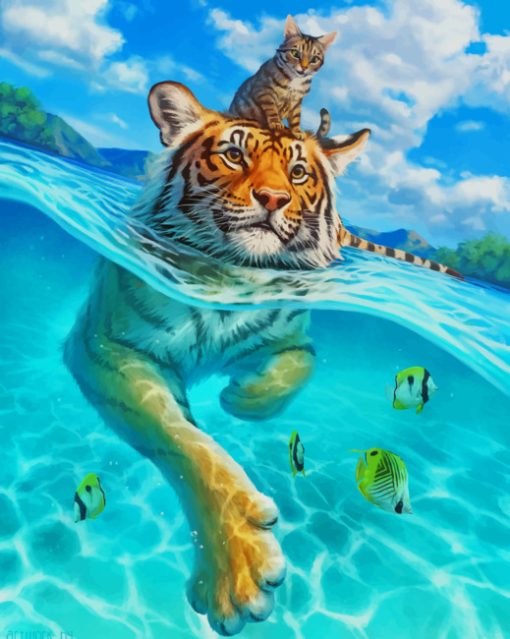 Tiger In Water paint by number