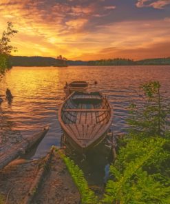 Wooden Boats lakeside paint by number