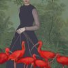 Woman And Scarlet Ibis Birds Paint by numbers