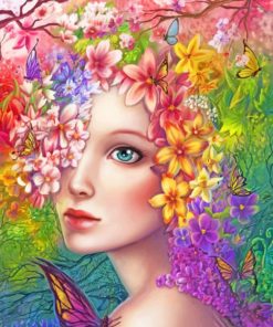 Colorful Floral Woman Paint by numbers