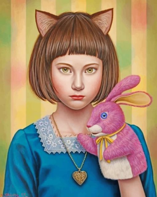 Girl And Bunny paint by numbers