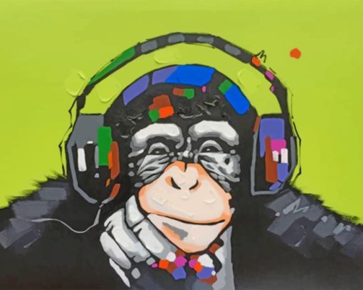 Monkey Wearing Headphones paint by numbers