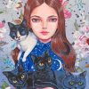 Woman And Cats paint by numbers