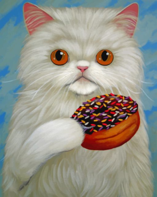 Cat Eating Donut paint by number