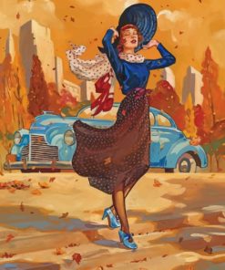 Classic Girl In Autumn paint by number