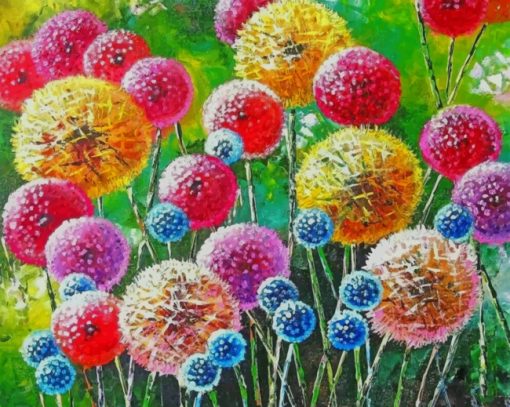 Colorful Dandelions Art paint by number