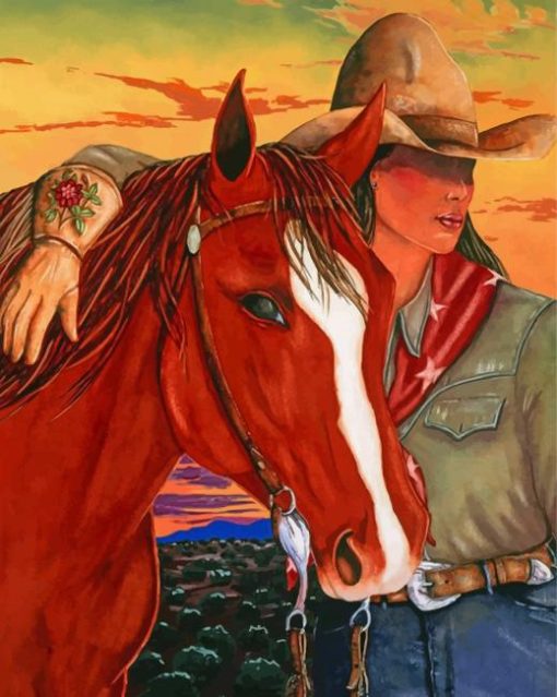 Cowgirl And Horse paint by numbers