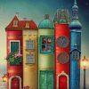 Fantasy Books Houses paint by number