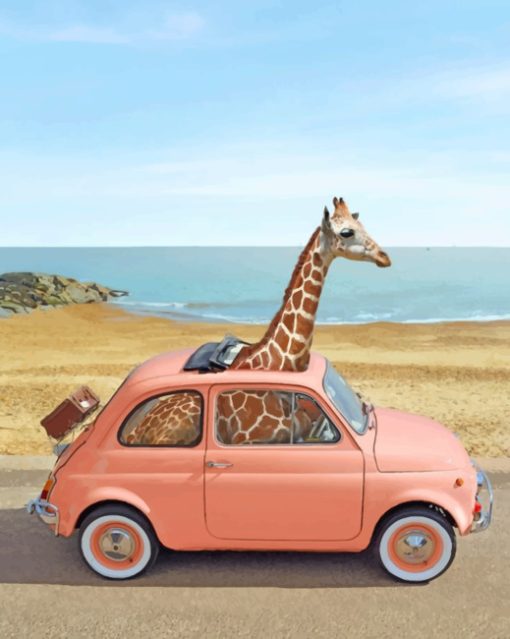 Giraffe In Pink Car paint by number