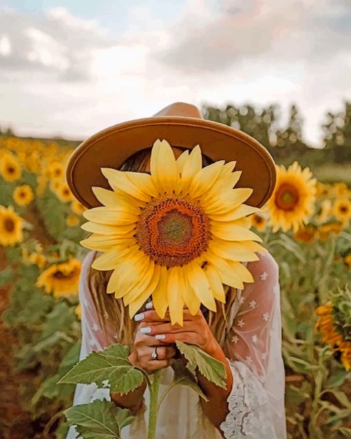 Girl With Sunflower paint by numbers