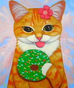 Kitten Eating Donut paint by number