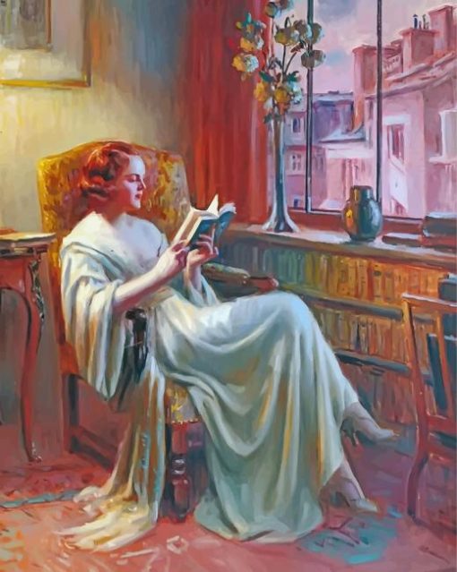 Lady Reading Book paint by numbers