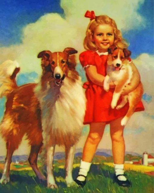 Little Girl With Pets paint by numbers