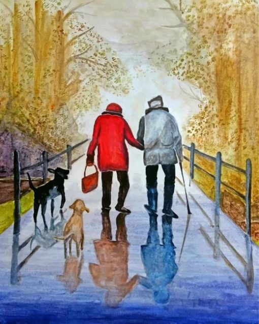 Old Couple With Pets paint by numbers