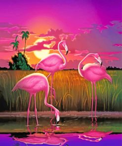 Pink Flamingos Birds paint by numbers