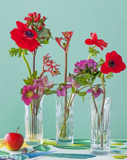 Poppies Glass Vases paint by numbers