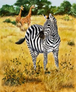 Savannah Zebra and Giraffes paint by numbers