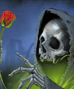 Skull Holding Rose paint by numbers