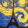 Starry Night Eiffel Tower paint by numbers