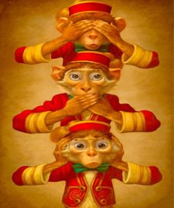 Three Wise Monkeys paint by numbers