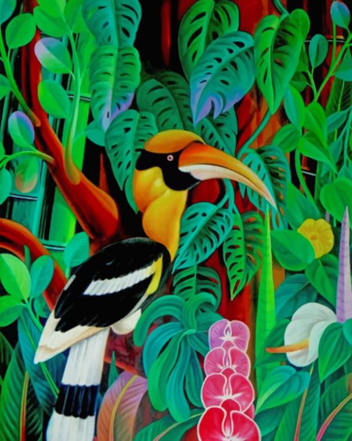 Tropical Hornbill Bird paint by numbers