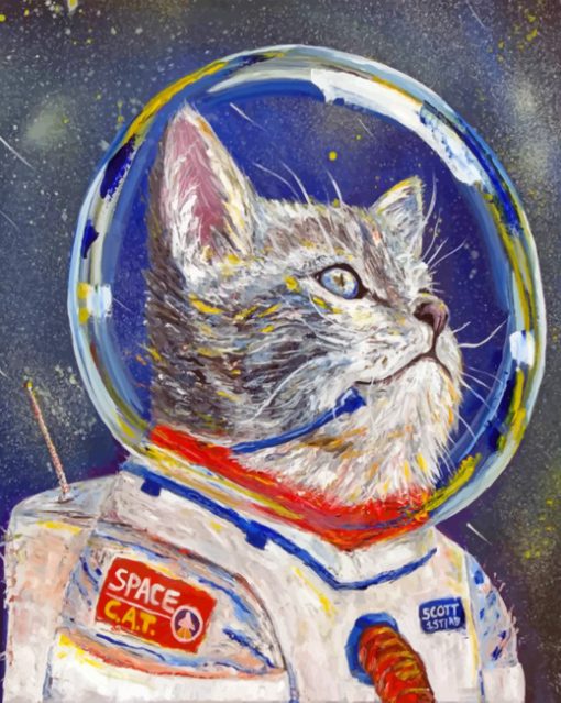 Astronaut Cat piant by numbers