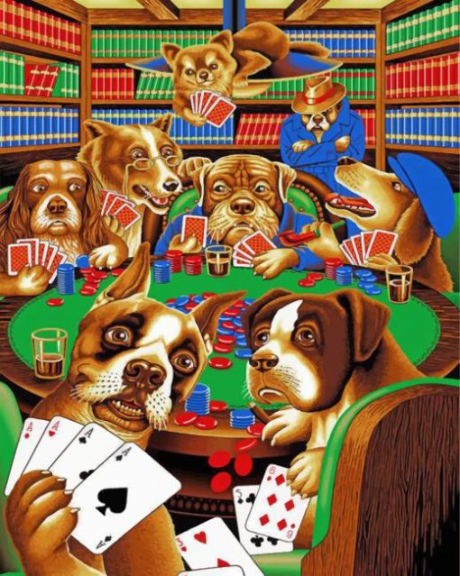 Dogs Playing Poker Paint by numbers