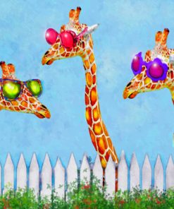 Giraffes With Colorful Sunglassesv paint by numbers