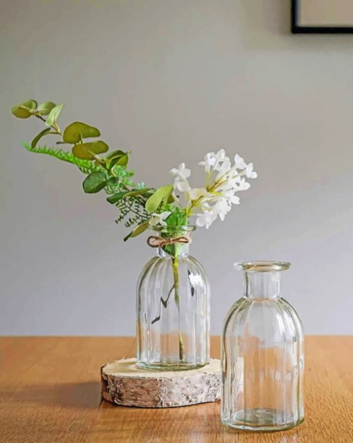 glass bottle with flower paint by numbers