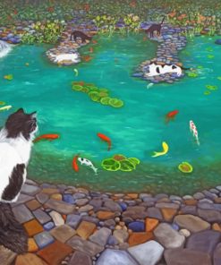 Koi Pond Cat Paint by numbers