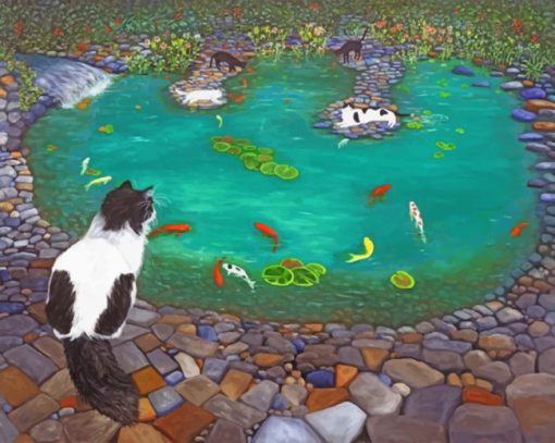 Koi Pond Cat Paint by numbers