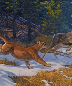 lion chasing deer paint by number