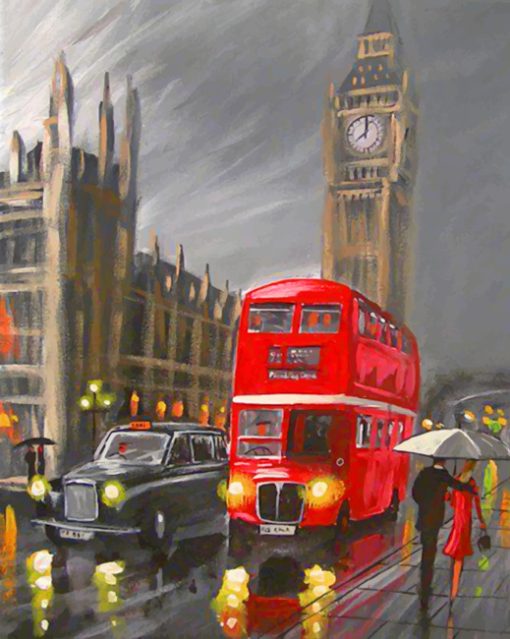 London Red Bus paint by numbers