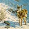 winter fawn mule deer paint by numbers