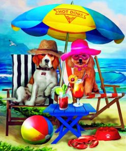 Dogs In Beach Paint by numbers