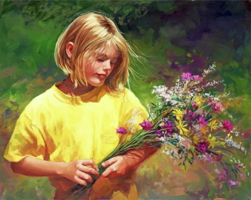 Girl With Flowers Paint by numbers