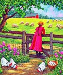 Girl In Farm Paint by Numbers